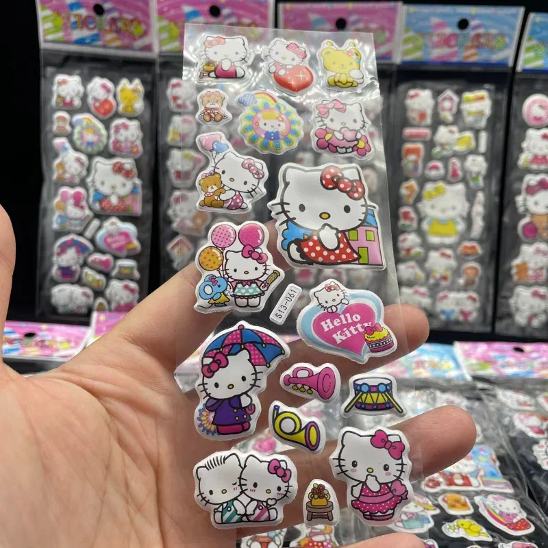 Kawaii HelloKitty stickers three-dimensional 3D bubble stickers cute cartoon Melody mobile phone decoration stickers for girls