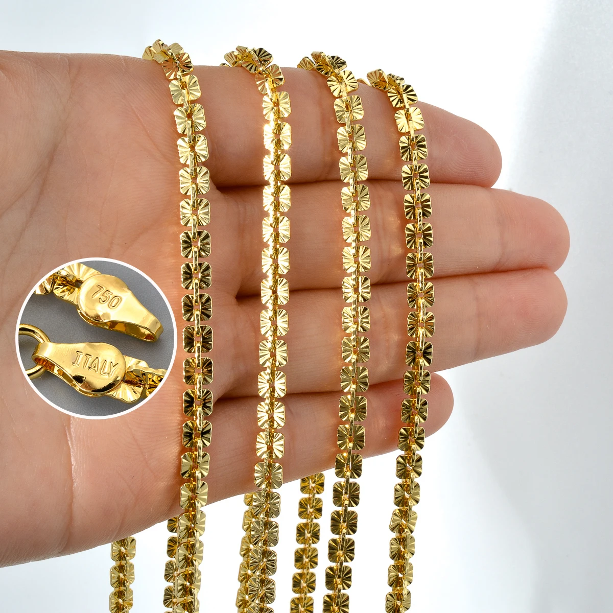 Fashion luxury Italy 750 18k gold plated Copper Link Chain