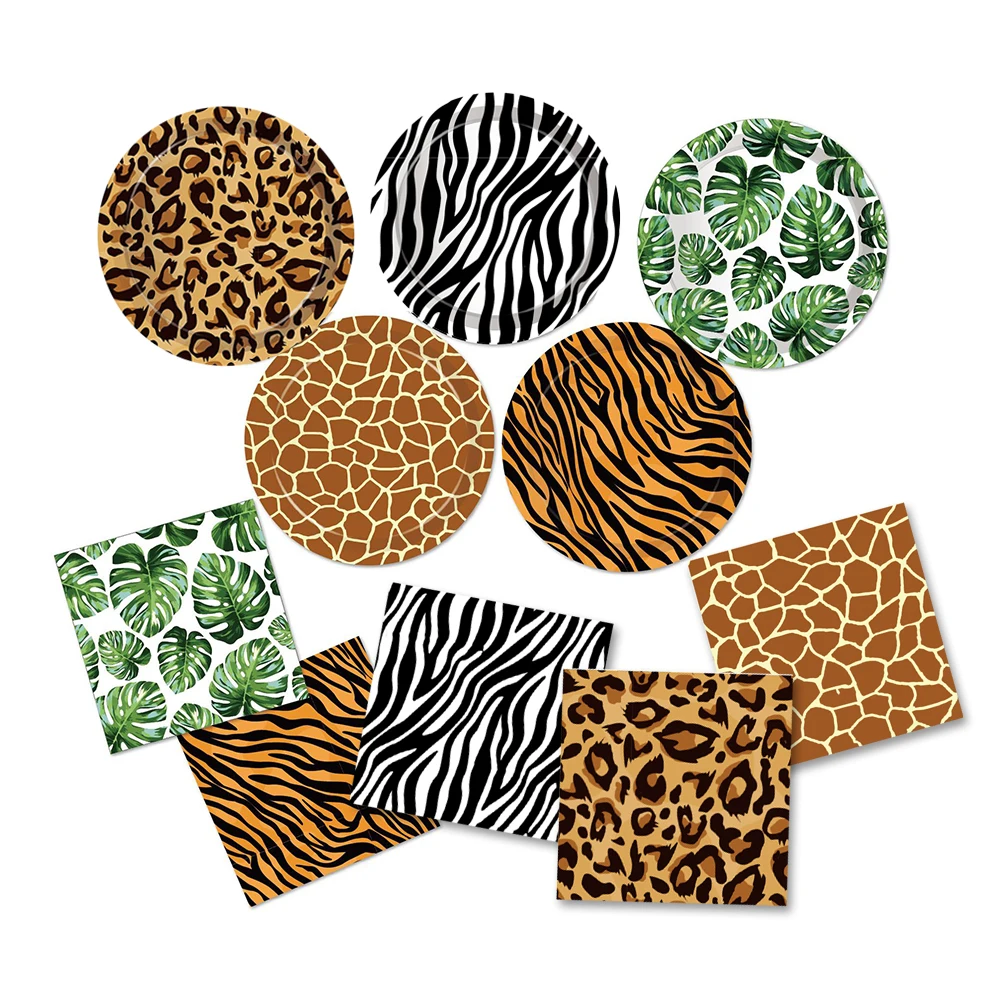 61 Pezzi Stoviglie Party Tema Giungla - Piatti, Bicchieri, Tovaglioli E Tovaglia - Foto 2