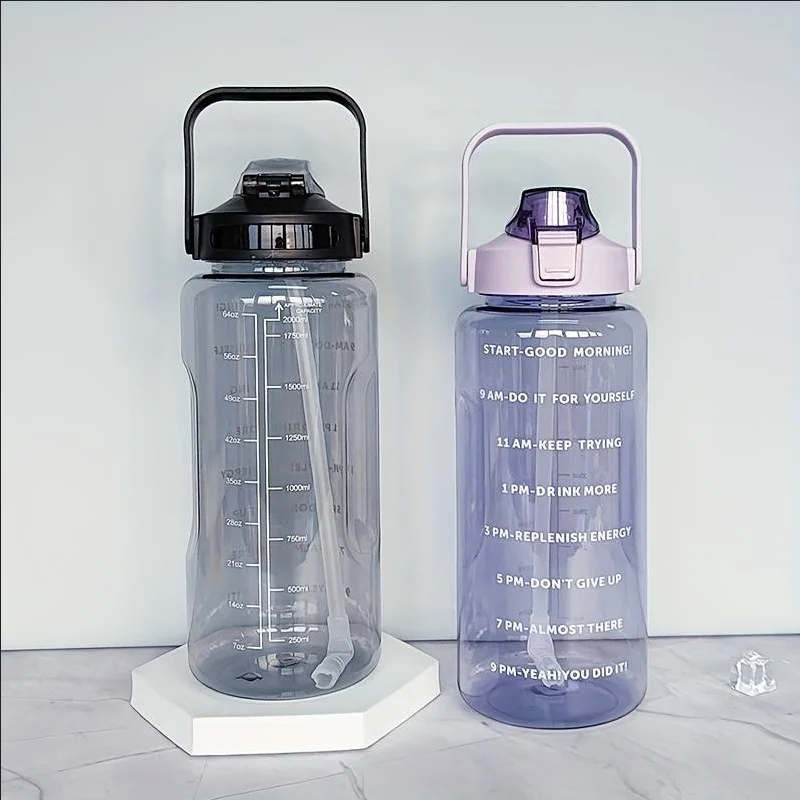1pc Large Capacity Portable Water Bottle with Time Marker for Cycling Running Travel