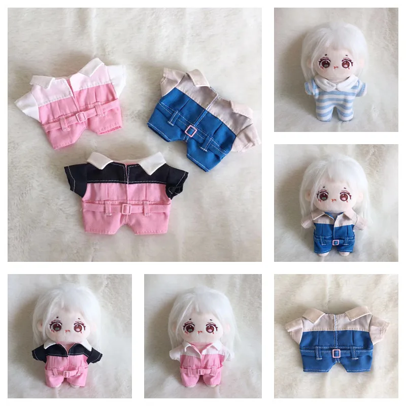 

4 Colors Cute Crawling 10cm Cotton Cartoon Doll Clothes One-piece Pajamas Overalls for Cotton Doll DIY Dressing