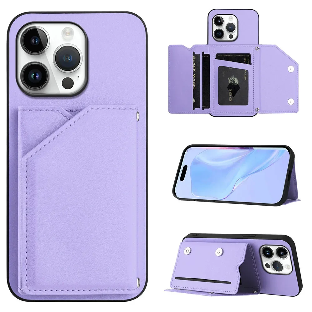 Leather Wallet Phone Case with Lanyard Attachment