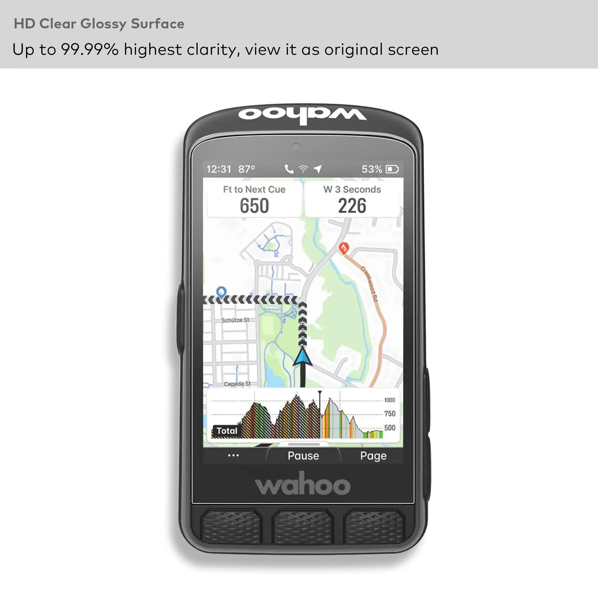 Wahoo Elemnt ACE용 강화 유리 화면 보호기 - 자전거 GPS 컴퓨터 3.8인치 터치스크린 액세서리 긁힘 방지/지문 방지