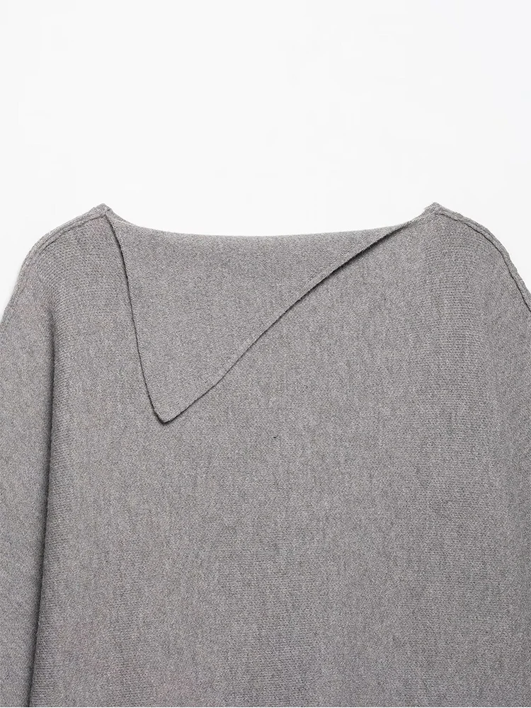 Women Knitted Pullover Chic Lapel Collar Vintage Oversize Short Sleeve Knitwear Casual Solid Ladies Elegant knit Sweater