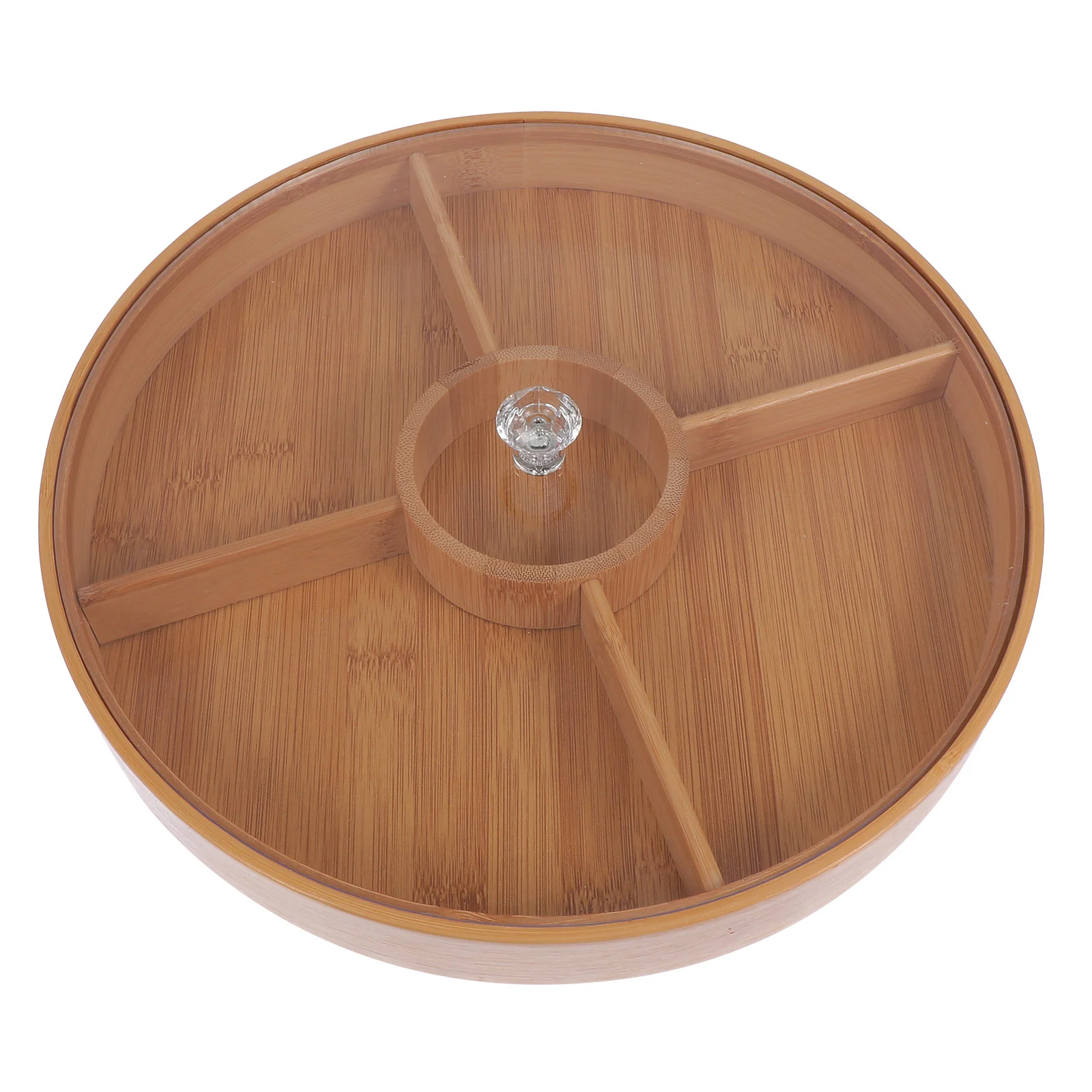 

Bamboo Dried Fruit Snack Plate Compartment Food Storage Tray Appetizer Serving Platter Candy Pastry Nuts Dish With Lid