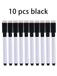 Magnetic Black Dry Erase Markers with Eraser Cap for Home, Office, and School (10 Pcs)