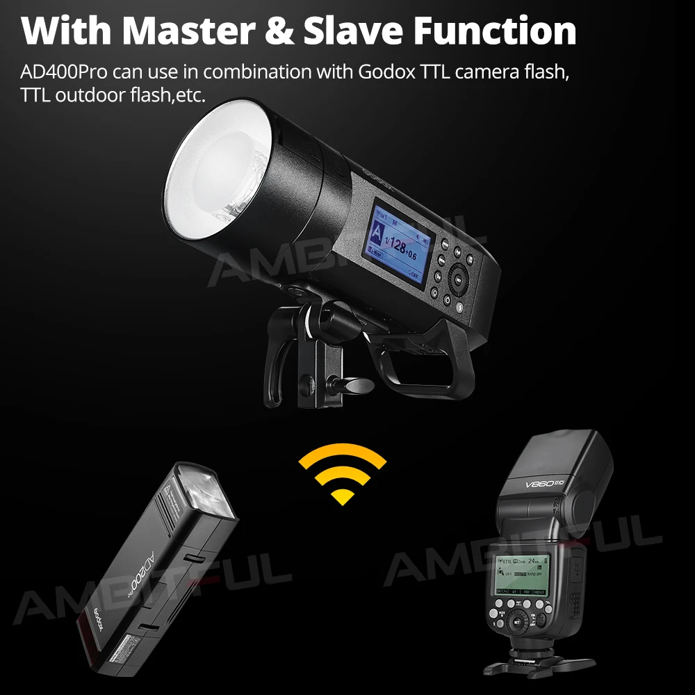 Godox 400W AD400 Pro WITSTRO All-in-One Outdoor Flash AD400Pro Li-on Battery TTL HSS Built-in 2.4G Wireless X System on camera flash camera flash