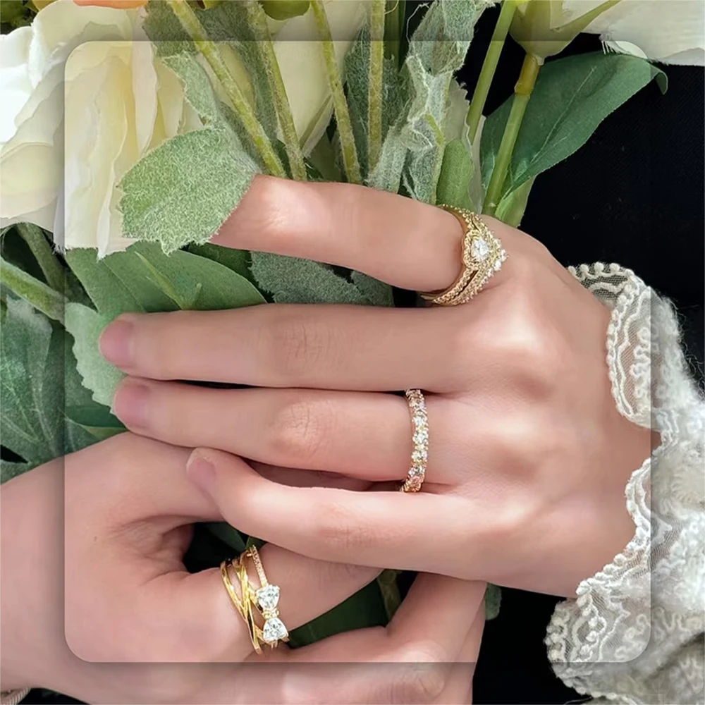 Silver Ring 925 Sterling Christmas Series Love Butterfly Five Pointed Star Zircon Inlay Fashionable Temperament