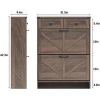 Shoe Storage Cabinet Flip Drawers & 2 Drawers,Shoe Cabinet Storage with Legs for Entryway,Freestanding Shoes Organizer 2