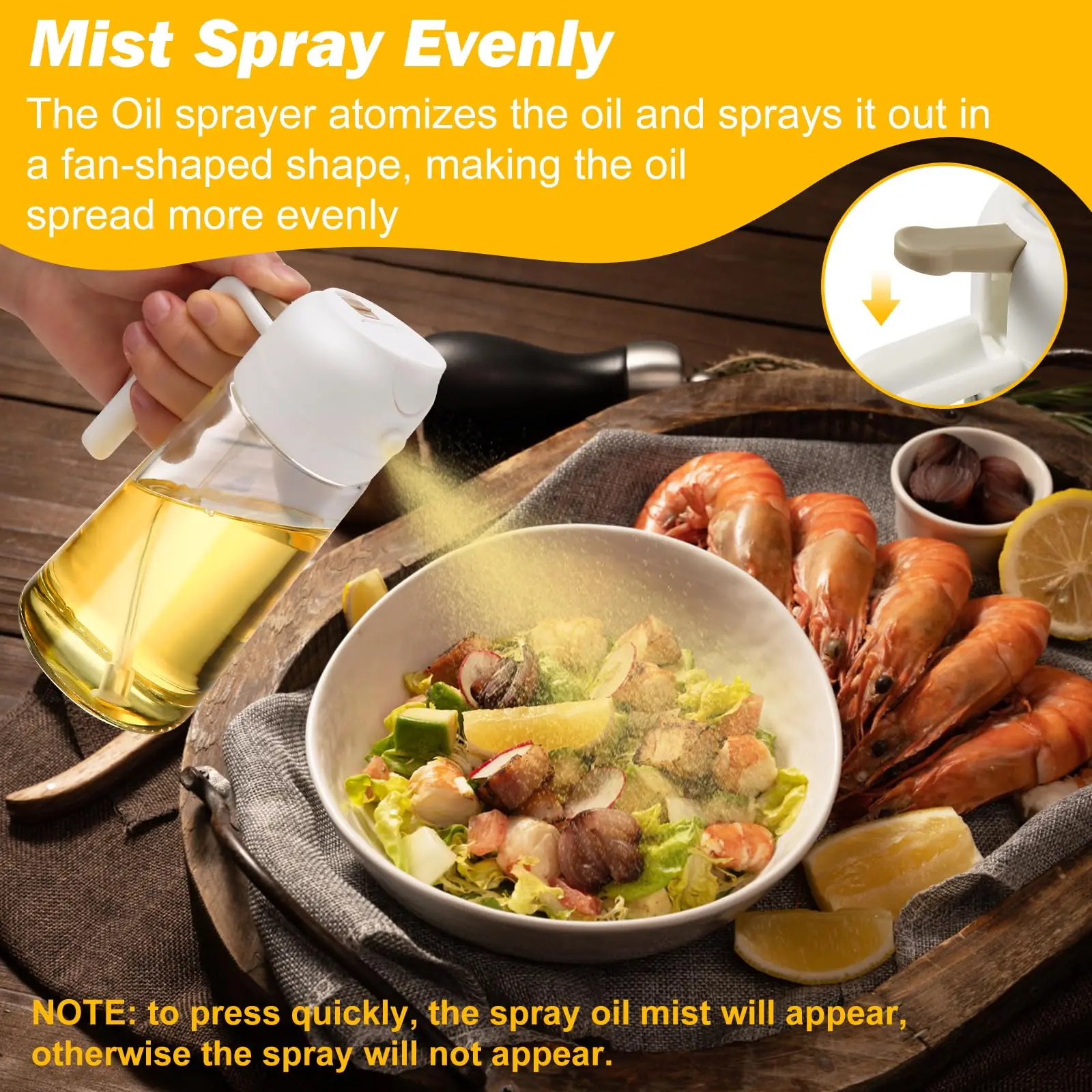 2 IN 1 Kitchen Oil Spray Bottle 500ml Heat-Resistant Food-Grade Plastic No Drip Design Sous Vide/Baking/Healthy Cooking