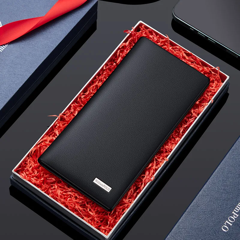 Men new Wallet Practical gift Men's long wallet Leather horizontal top layer cowhide leather wallet card bag 3