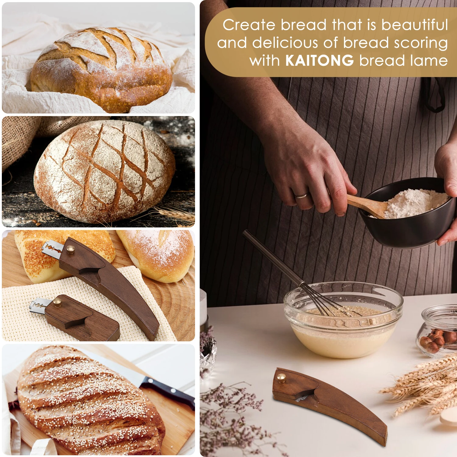 Baking Tool Magnetic Wooden Bread Lame Dough Scoring Tool
