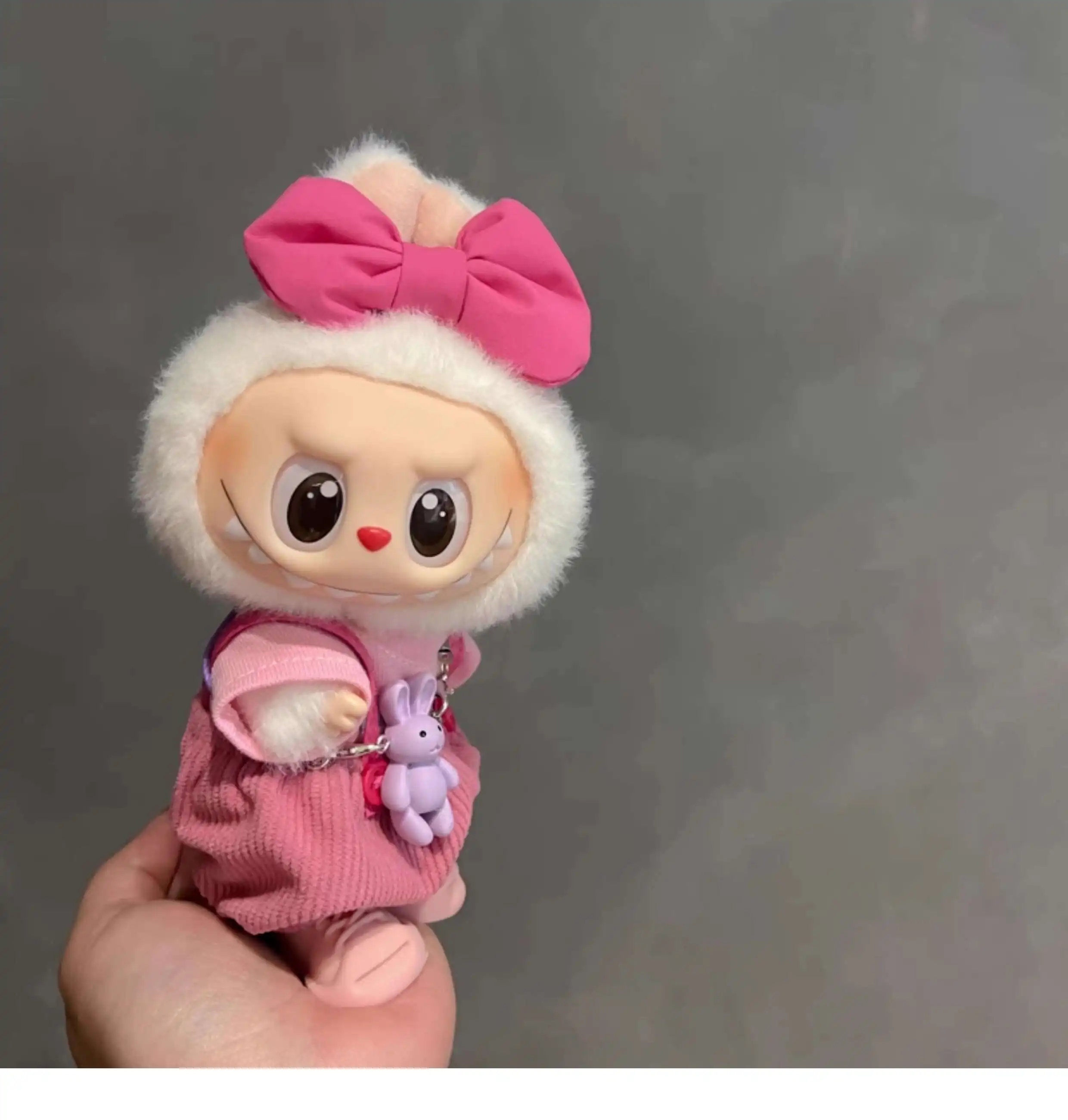 Labubu V1/V2 Doll Clothes: 15/17CM Original Macaron Plush Outfit & Hair Accessories