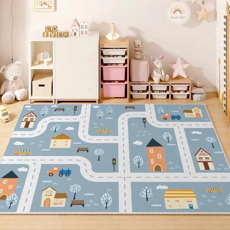 Children's Room Play Area Carpet Living Room Bedroom Children's Car track Digital puzzle game mat Baby play crawl mat