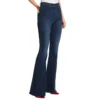 A 2024 early spring new high waisted deep blue midline slim fit and slim fit large horn denim women's pants MO508 5