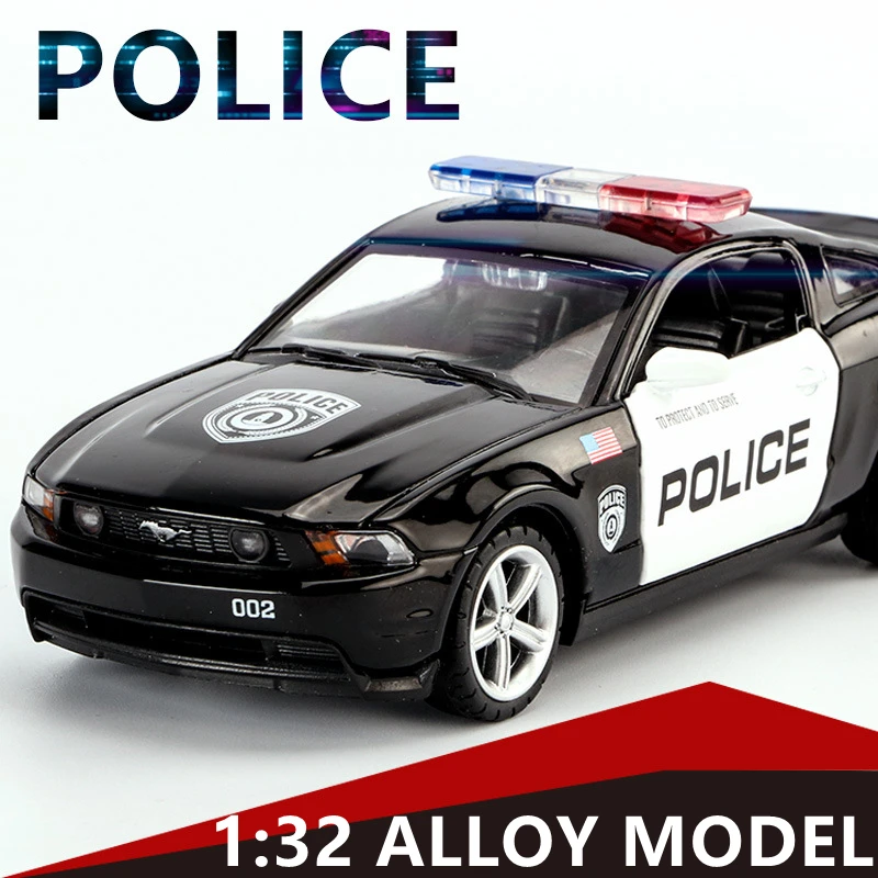 1:32 Mustang Alloy Sports Car Model Diecast Metal Police Toy Car Model Simulazione Sound And Light Collection Toy Gift