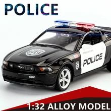 

1:32 Mustang Alloy Sports Car Model Diecasts Metal Police Toy Car Model Simulation Sound and Light Collection Childrens Toy Gift