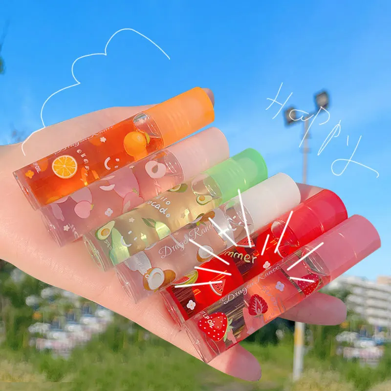 1 PCS Strawberry Lip Gloss Transparent Colorless Ball Lip Oil Moisturizing Fruit-infused Balm Fruit Dudu Random Color