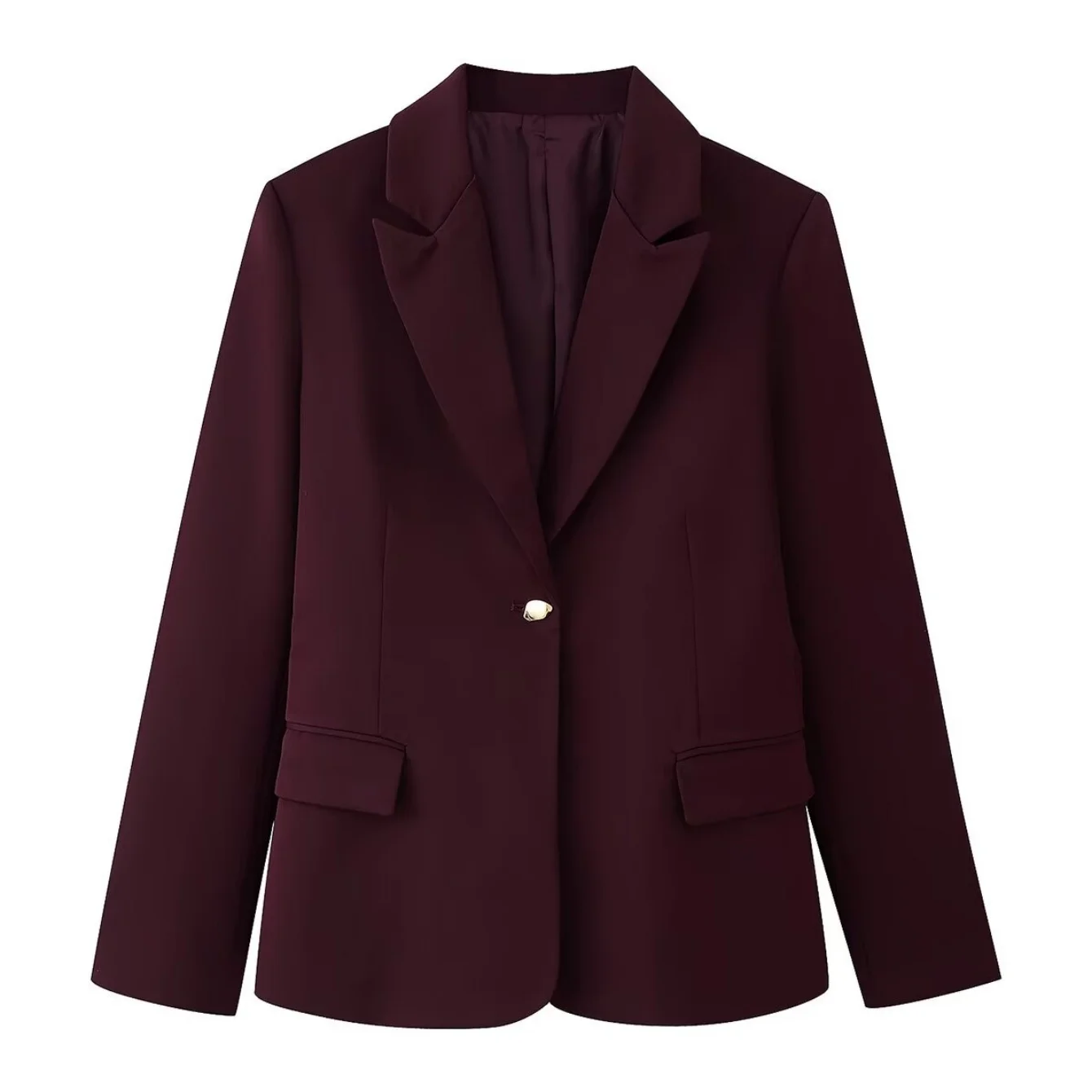 Women Elegant Suit Leg Pants Sets Or Lady Single Button Long Sleeved Blazers Jacket With Shoulder Pad Or Lady Straight-Leg Pants