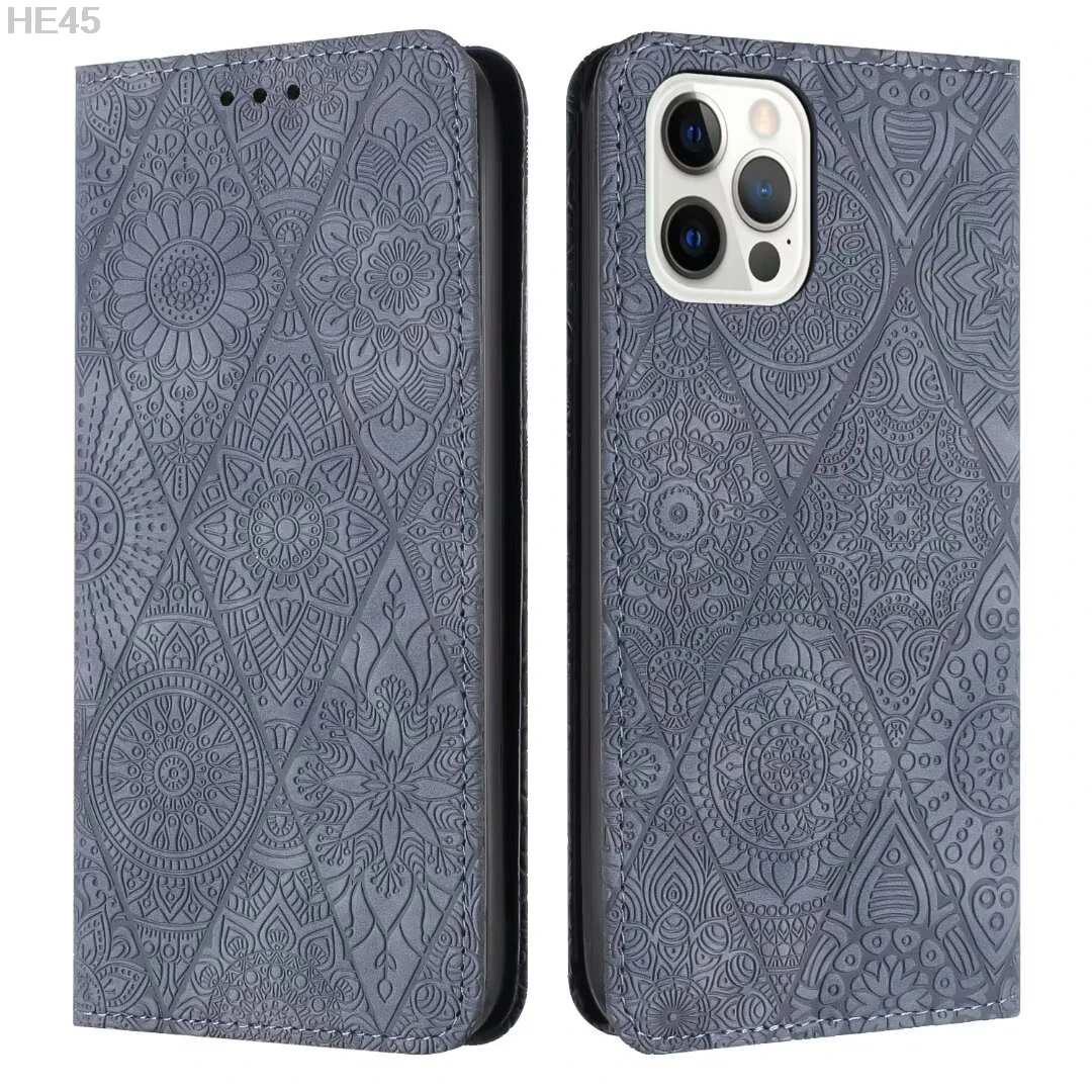 Vintage Magnetic Leather Wallet Phone Case with Flip Stand and Book Cover Design