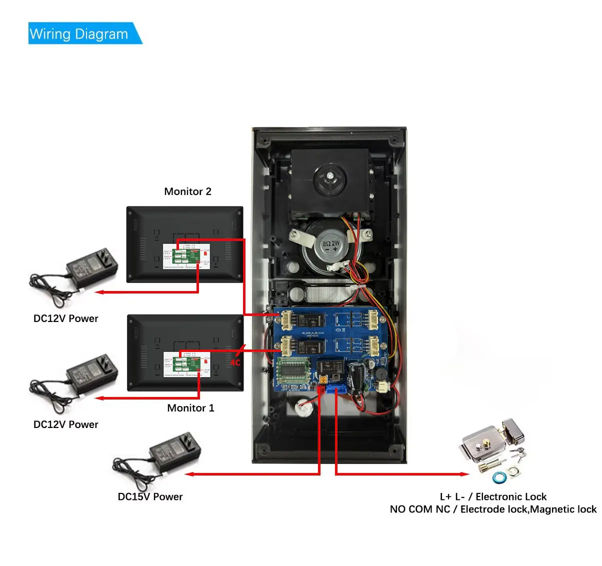 TUYA Smart 2-Unit Apartments Intercom Video Doorbell with RFID Card Unlock 4 Wir