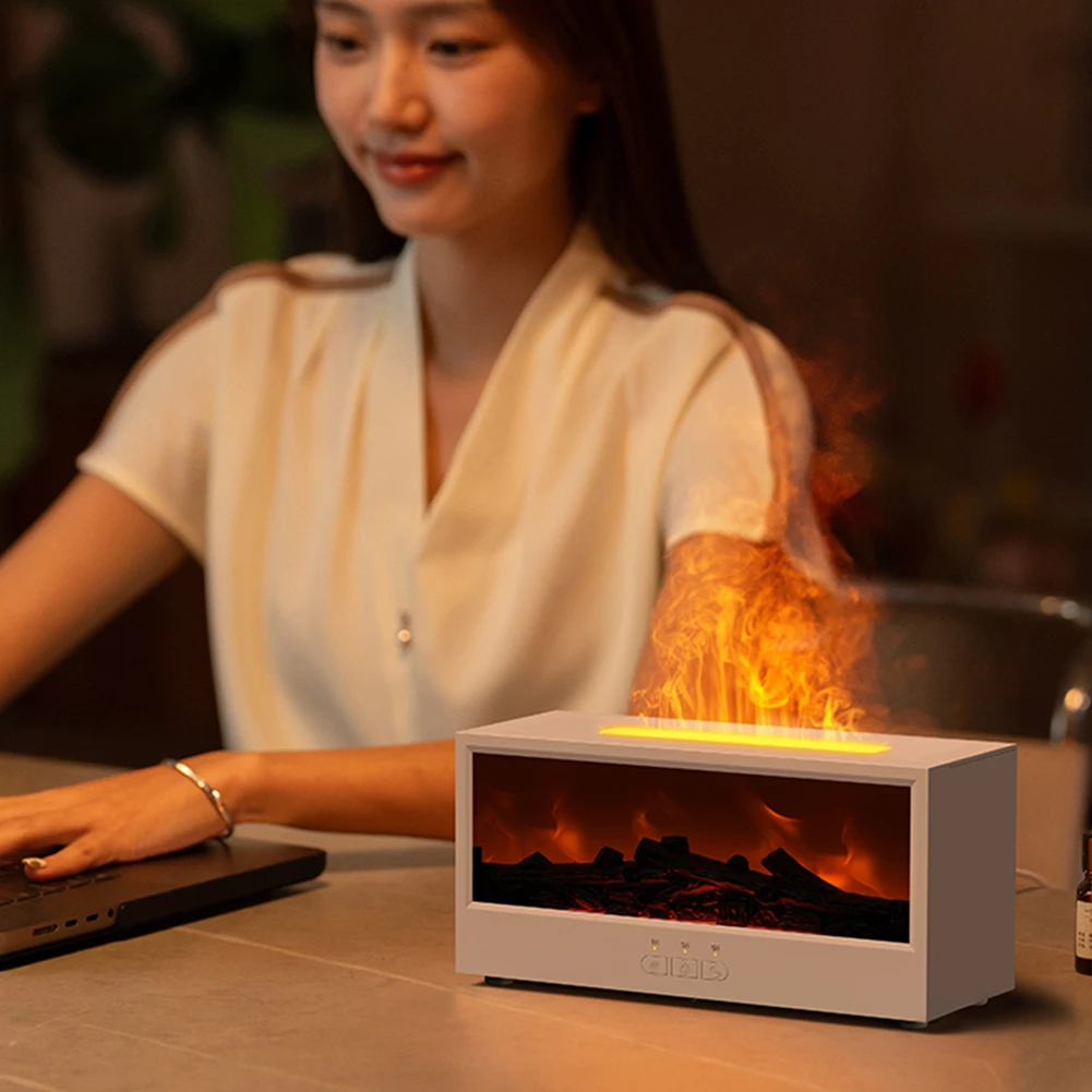 다이나믹 플레임 벽난로 불꽃 디퓨저 7색 LED 무드등 아로마 디퓨저 (리모컨 포함) 스파, 가정, 요가, 사무실, 침실용