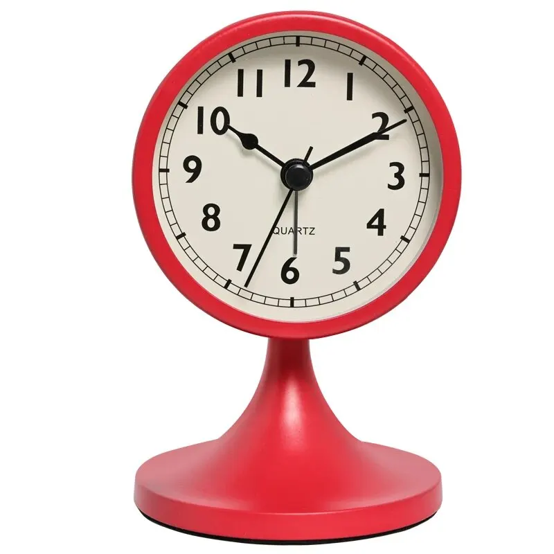 Vintage Nordic Silent Alarm Clock - Elegant Table and Bedside Nightlight Decor