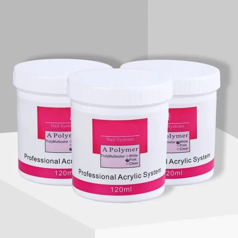 Acrylic Nail Powder 120ML 4.23 OZ Pink Clear & White Acrylic Powder Odor-Free Bubble-Free No Need Nail Lamp Long-Lasting Acrylic 2
