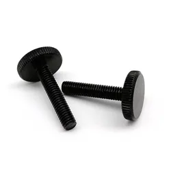 Knurled Flat Head Hand - Tighten Thumb Screw Bolt for Curtain Wall Glass Lock Adjustment (Black)