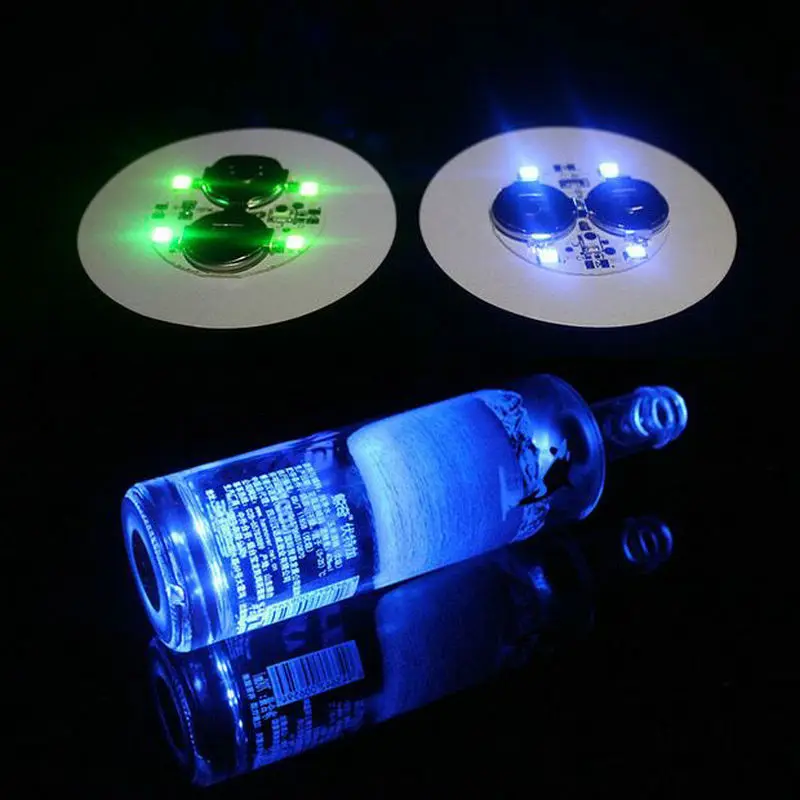 Super bright 3mm 4LEDs Flashing Light Bottle Cup Mat Coaster LED ...