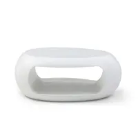 39.37'' Oval Fiberglass Coffee Table for Living Room in White 2