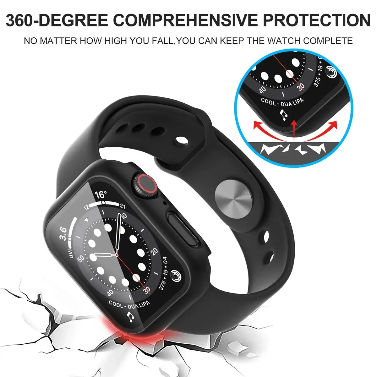 Enhanced Apple Watch Protective Case with Tempered Glass Screen Cover