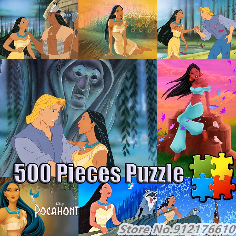 

Pocahontas Disney Movie Jigsaw Puzzle 500 Pieces Cartoon Beauty Girls Flat Puzzle Relax Decompress Game Child's Toy Home Decor