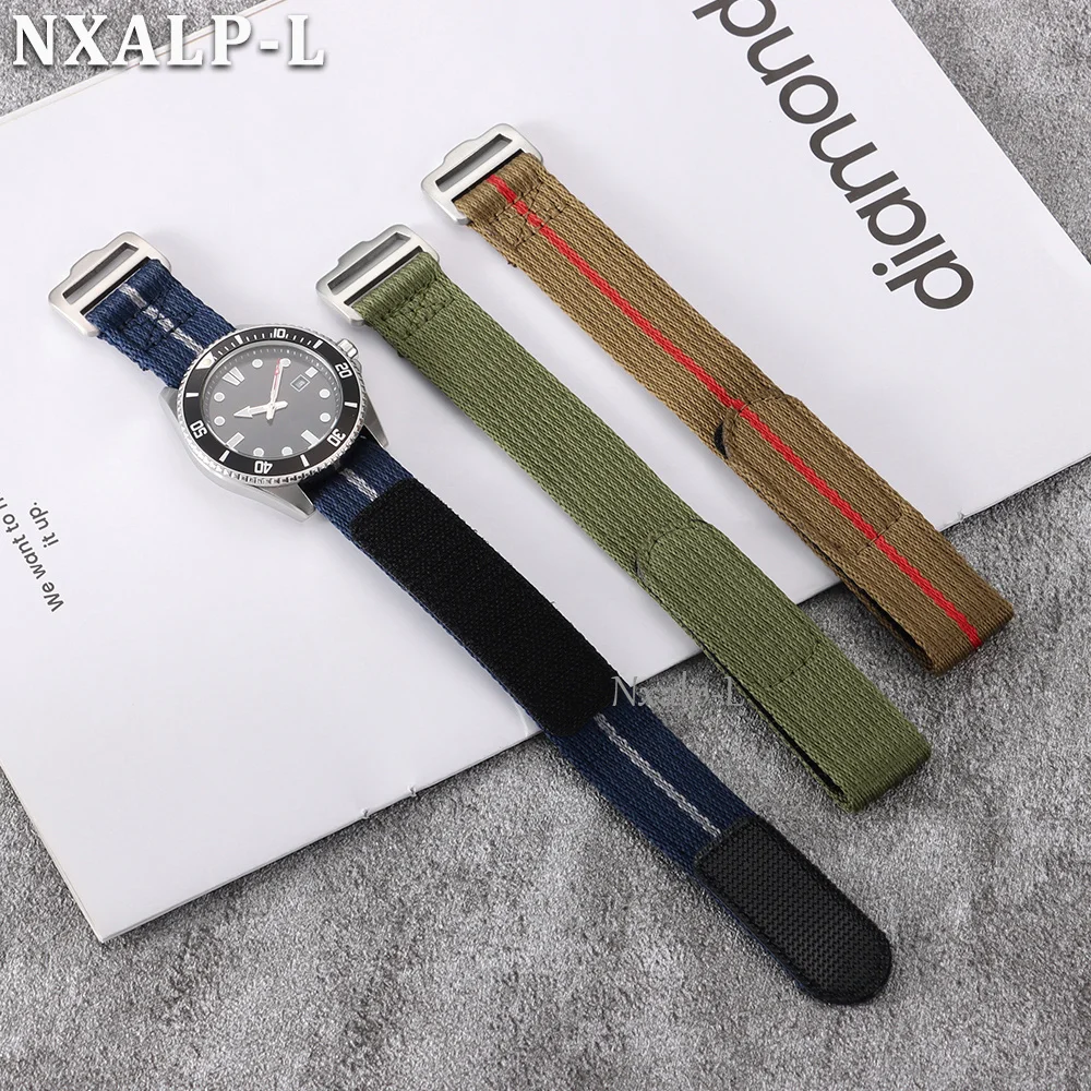 Durable Nylon Military-Style Waterproof Watch Band with Hook and Loop Fastener