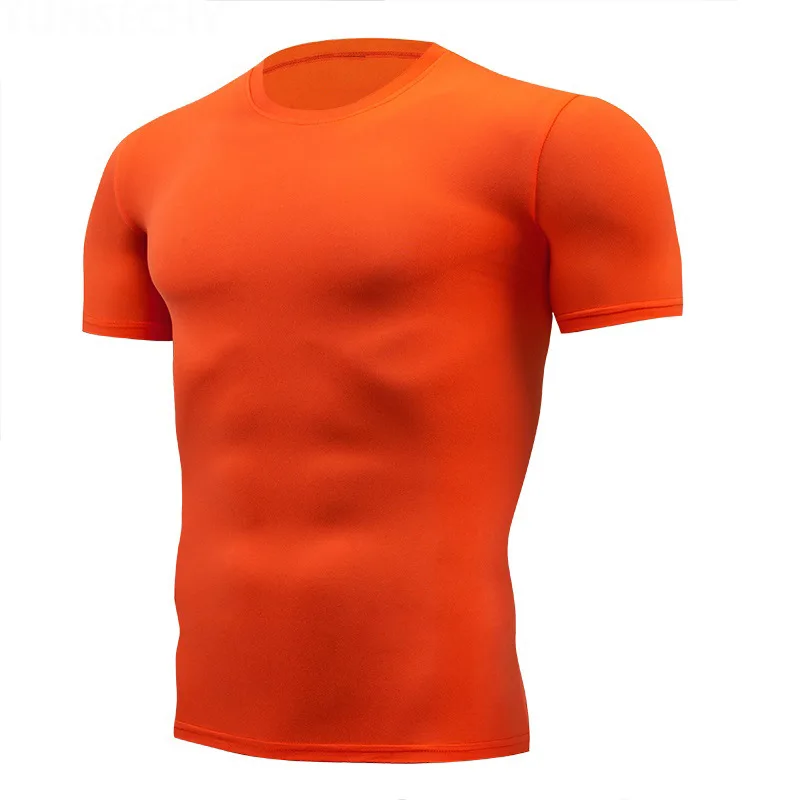 thumbnail image 1 of Camiseta de compresión para hombre para correr de secado rápido, traje de fútbol transpirable, ropa deportiva ajustada para fitness, camiseta de manga corta para montar a caballo, entrenamiento, 1 of 5