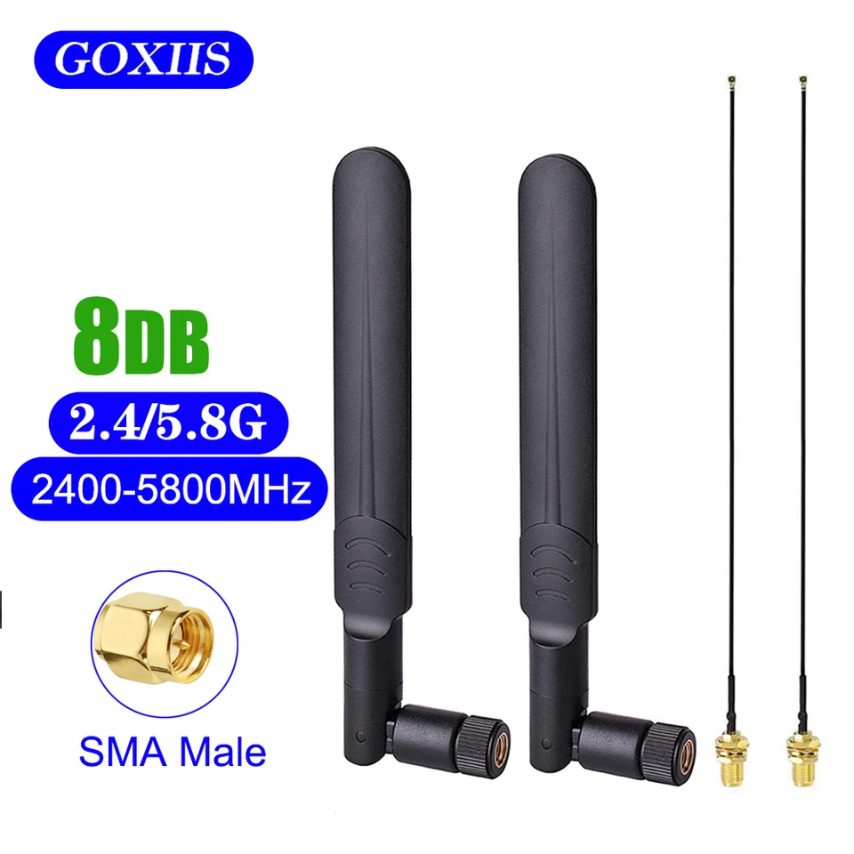 WiFi Antenna Dual Band 2.4GHz 5.8GHz 10 DBI RP-SMA Router For PCI-E - Foto 6