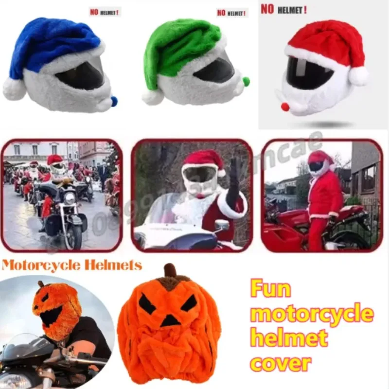Helmet Protection, Cartoon Plush Suit for Motorcycle Full Face Protection, Christmas Hat Decoration Cap (excluding Helmet)