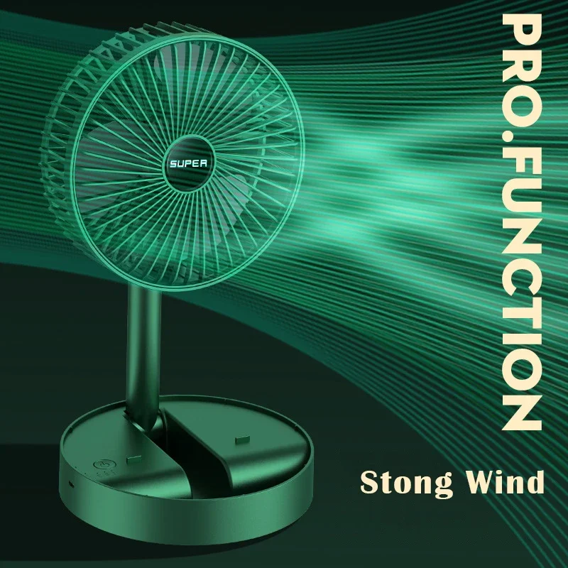 Homdd Desktop Portable Air Conditioner Usb Rechargeable Mini Folding Telescopic Stand Floor Fan for Home Outdoor LowNoise Summer