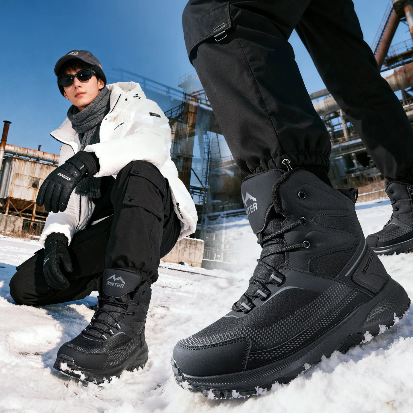 Stivali invernali da uomo 2025 Nuovi stivali da neve antiscivolo impermeabili per uomo in pile ispesso Scarpe sportive invernali da esterno Uomo per -40 ℃  322