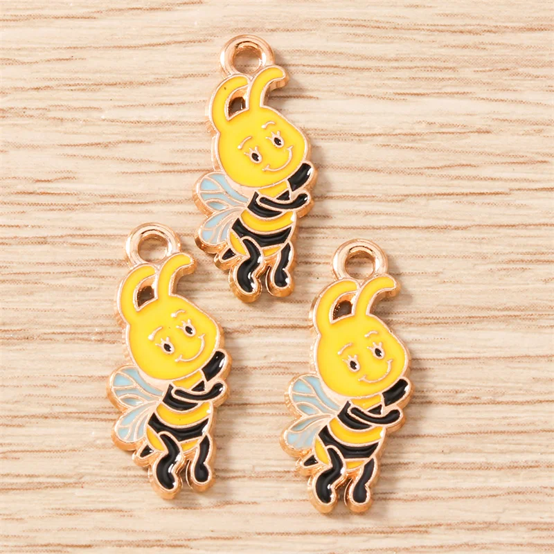 Tusember 20 Stück Gemischte Emaille-Cartoon-Bienen-Anhänger Niedliche Honigbienen-Charms für Halsketten Ohrringe Armbänder Schmuckherstellung Basteln – Detail 10