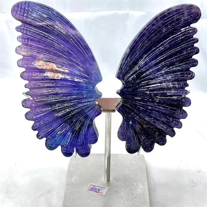 

Natural Purple Fluorite Butterfly Wings Crystal Carving Healing Gemstone Crafts For Girl Birthday Present Decorations Gift 1pair