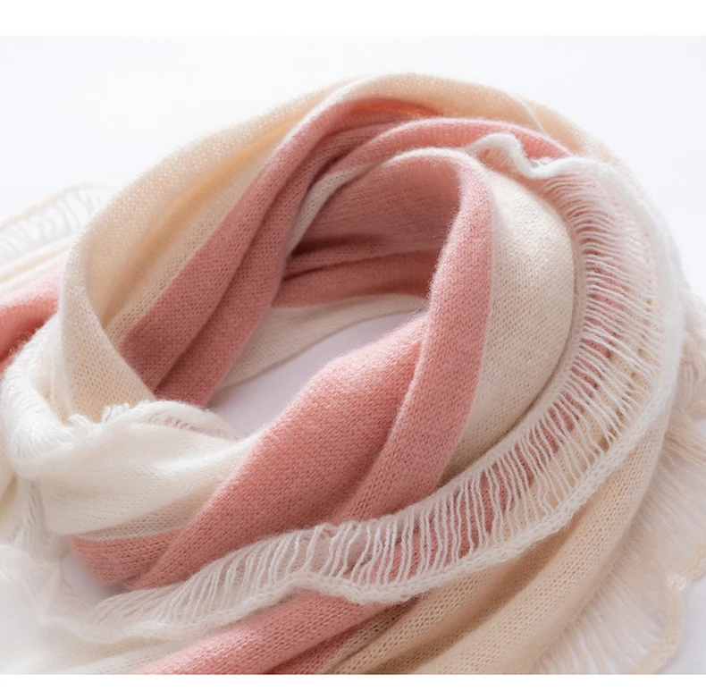 100% Kaschmir Quaste Gestrickte Neue Schal Herbst Winter Warme Künstlerische Vielseitig Lange Sanfte Koreanischen Stil Dünne Schal Schal – Detail 9
