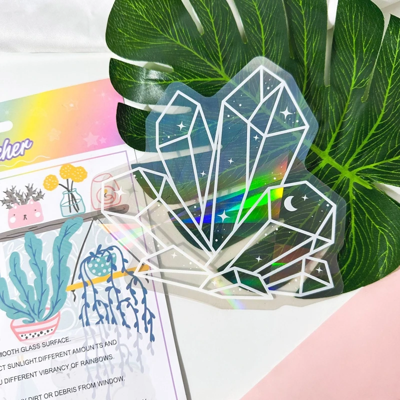 6Pcs/set Suncatcher Window Stickers PVC Glass Sticker Rainbow Sun Catcher Maker Wall Decal Art Home Bedroom Kids Room Decoration