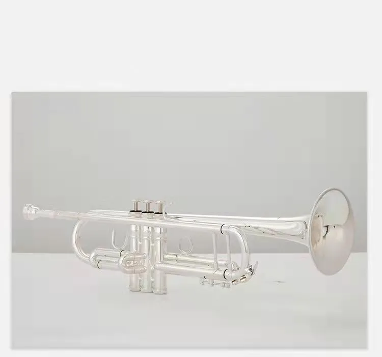 quality 8335 Bb Trumpet B Flat Brass Silver Plated Professional Trumpet Musical Instruments with Leather Case