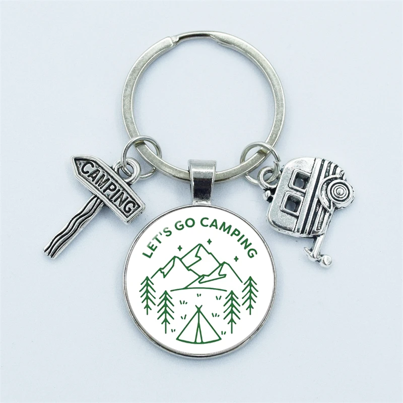 Cute Camper Wagon Keychain, I Love Camping Keychain, Trailer Signpost Keychain, Vacation Travel Memorial Jewelry Gifts - Image 5