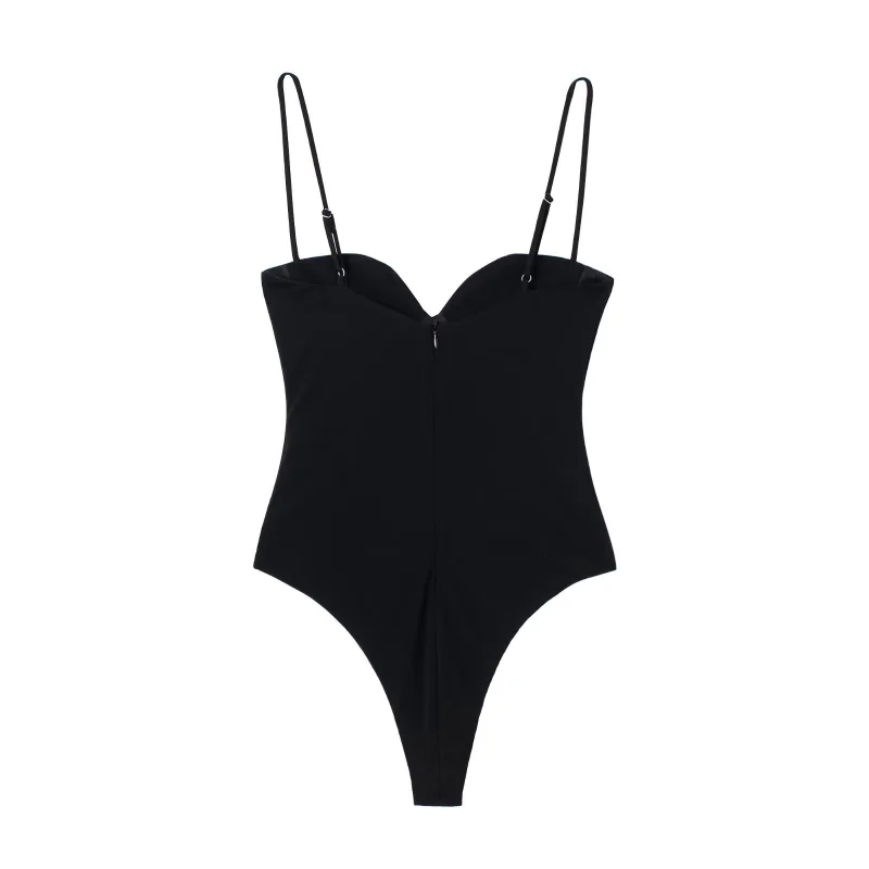 New Sexy Solid Color Swing Collar Tube Top Slim Bodysuit Two Tone Sexy High Street Fashion Elastic Cotton Loose Lady Bodysuit
