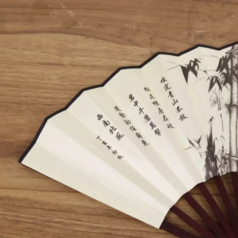 1Pcs Retro Folding Silk Fan Chinese Style Decorative Men Pocket Bamboo Handle Hand Held Fan Party Favors Home Decoration Crafts folding fan,silk fans,hand fan