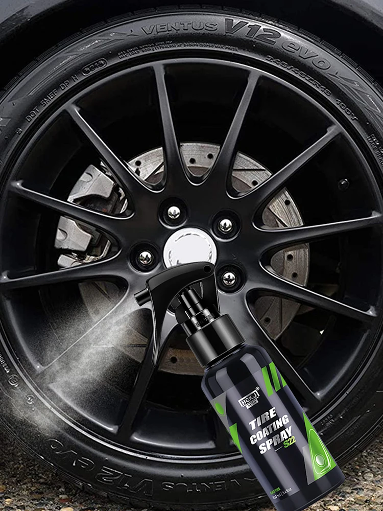 

Tyre Gloss HGKJ Tire Coating Spray Black Wet AUTO-S22 Shine Crystal Wax Spray Quality Car Cleaning Products 50ml/100ml