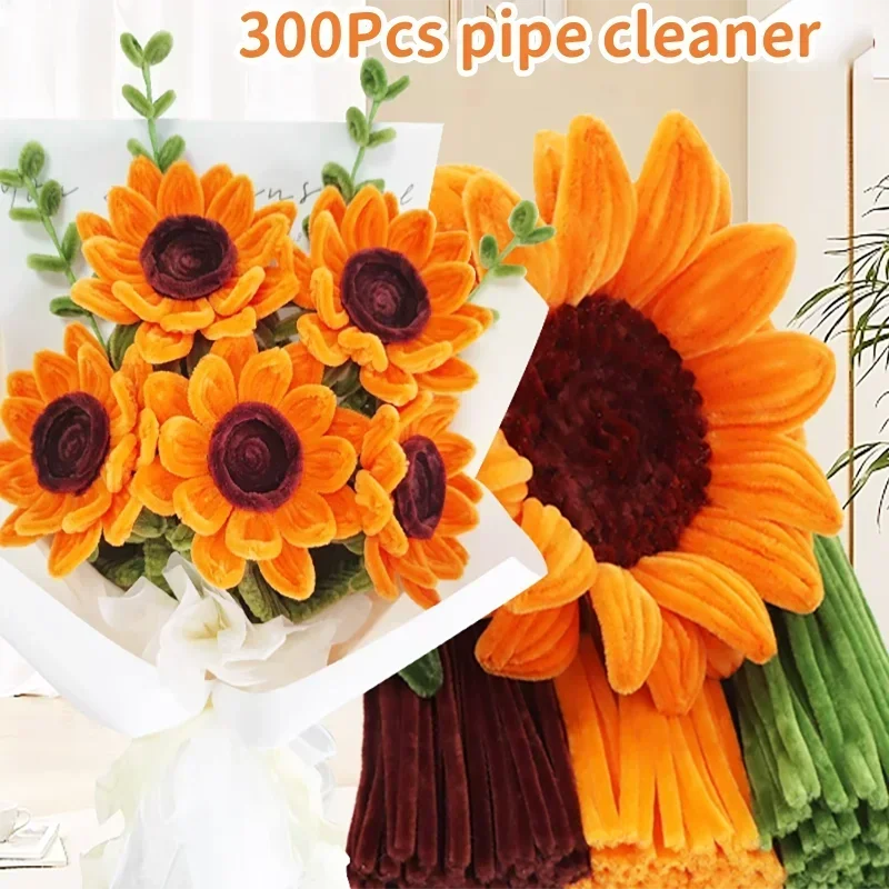 100/300pcs Pipe Cleaners Chenille Stem Craft Flower Supplies,  3 Colors Pipe Cleaners Set for DIY Art and Craft Decorations