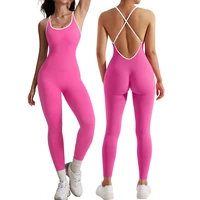 Women Strappy Backless One Piece Jumpsuits Tummy Control Shapewear Square Neck Padded Tracksuits Workout Rompers Jumpsuits - Image 5